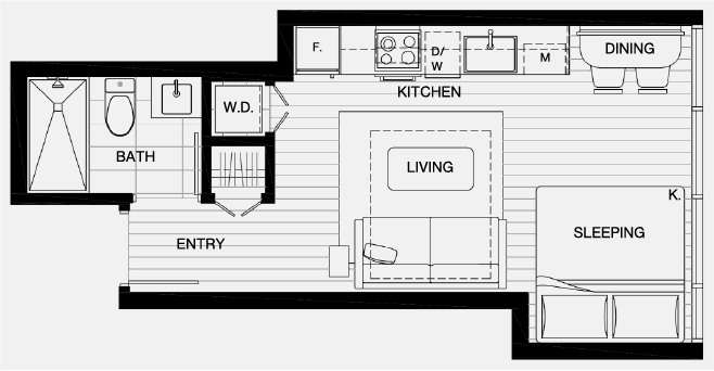 Studio Apartment Floor Plan