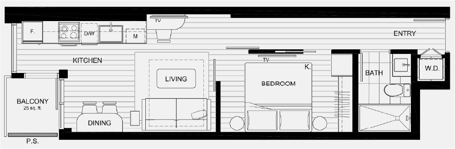 One Bedroom Apartment Floor Plan