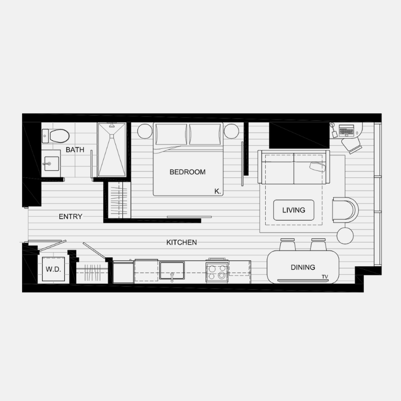 One Bedroom Apartment Floor Plan